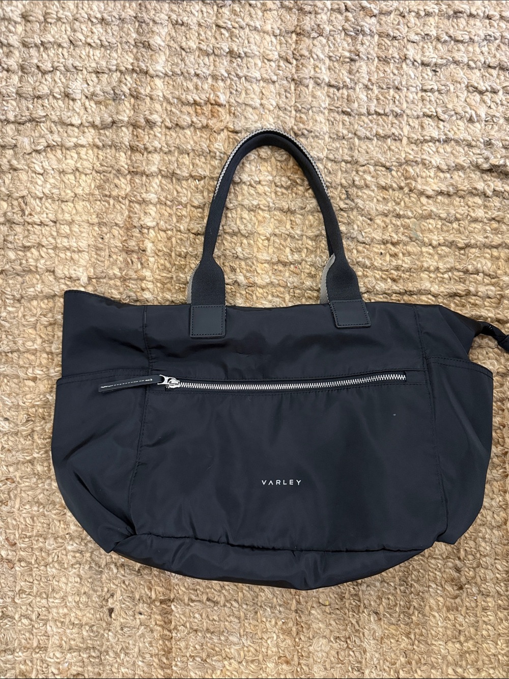 Varley Kelso Black Nylon Tote with Front Zip